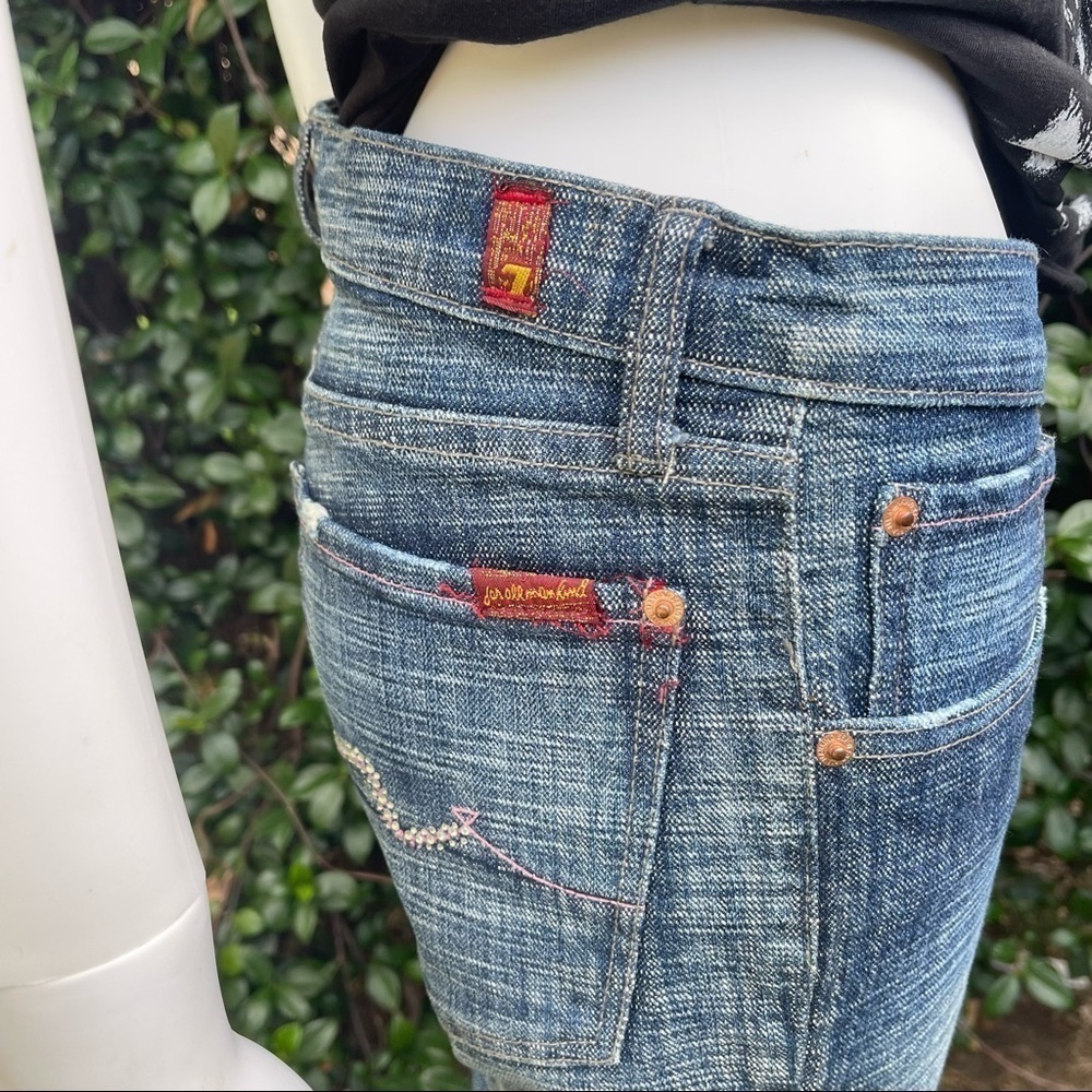 7 FAMK Bootcut Low Rise Mildly Distressed Jeans - Picture 6 of 14